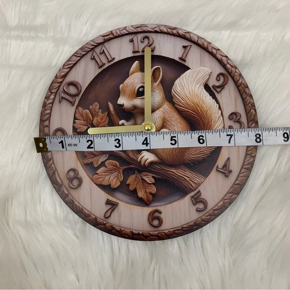 8” Round Squirrel Clock